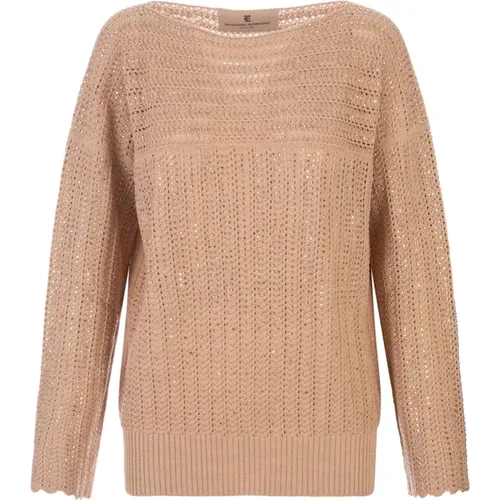 Crystal Boat Neck Sweater , female, Sizes: S - Ermanno Scervino - Modalova