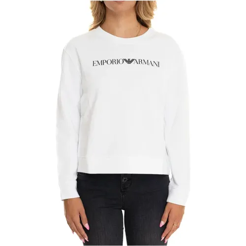 Rundhals-Sweatshirt mit Frontdruck , Damen, Größe: M - Emporio Armani - Modalova