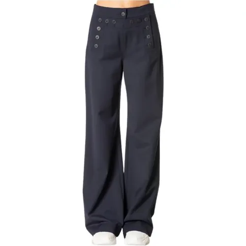 Navy Wide Leg Pants with Back Lace-up , female, Sizes: S - Max Mara Weekend - Modalova