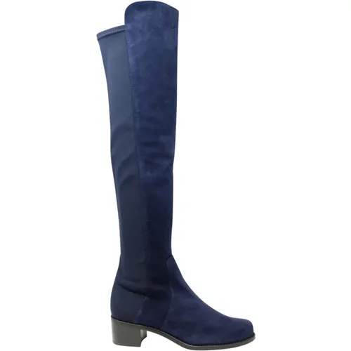 Luxuriöse Blaue WildHohe Stiefel - Stuart Weitzman - Modalova