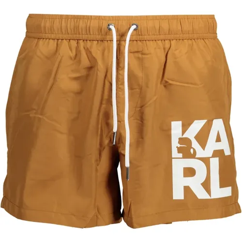 Braune Herren Badehose Shorts mit Taschen - Karl Lagerfeld - Modalova