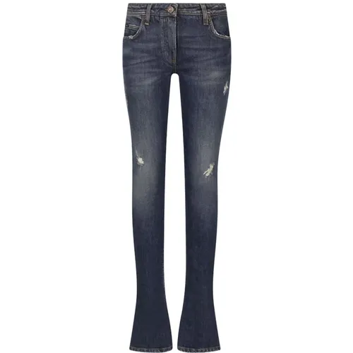 Blaue Skinny-Fit Denim Jeans mit Used-Effekt,Slim-Cut Ripped Jeans mit Logo-Detailing - Dolce & Gabbana - Modalova