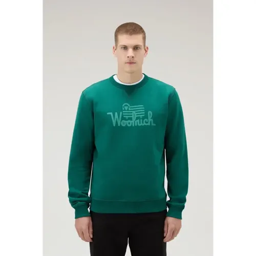 Men Cotton Sweater Spruce , male, Sizes: XL, 2XL, L - Woolrich - Modalova