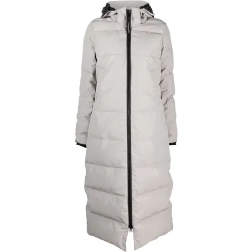 Grey Quilted Padded Coat with Hood , female, Sizes: L, XS, S, M - Canada Goose - Modalova