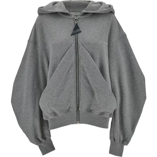 Grey Oversized Sweatshirt with Hood , female, Sizes: S, XS - The Attico - Modalova