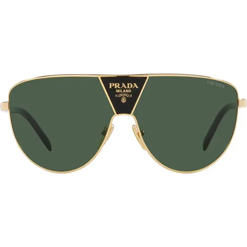 Trendy Metal Sunglasses with Green Lenses , unisex, Sizes: 37 MM - Prada - Modalova