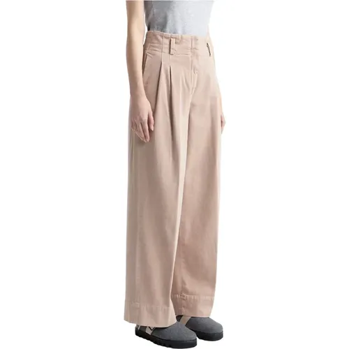 Baumwoll-Gabardine-Palazzo-Hose , Damen, Größe: S - PESERICO - Modalova