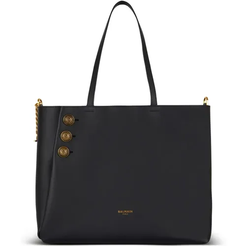 Emblème Leder-Tote-Tasche Balmain - Balmain - Modalova