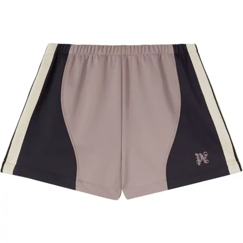 Farbblock Jersey Shorts mit Seitenstreifen , Damen, Größe: S - Palm Angels - Modalova