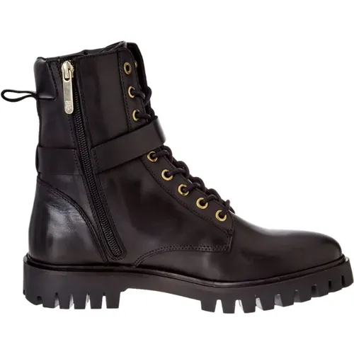 Schwarzer Schnallen Schnürstiefel , Damen, Größe: 38 EU - Tommy Hilfiger - Modalova