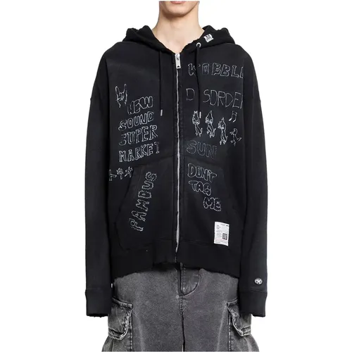 Schwarze Distressed Parka mit Grafikdruck , Herren, Größe: L - MIHARA YASUHIRO - Modalova