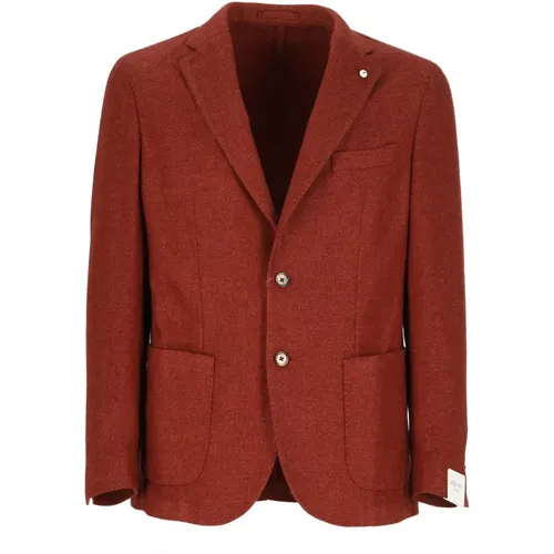 Rote Woll-Peak-Lapel-Jacke , Herren, Größe: M - Lubiam - Modalova