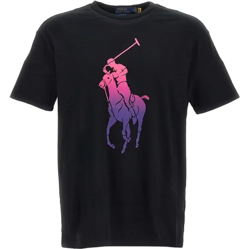 Schwarzes Baumwoll-Polo-T-Shirt , Herren, Größe: L - Ralph Lauren - Modalova