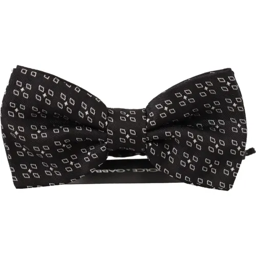 Schwarze Weiße Polka Dot Seiden Hals Papillon Krawatte - Dolce & Gabbana - Modalova