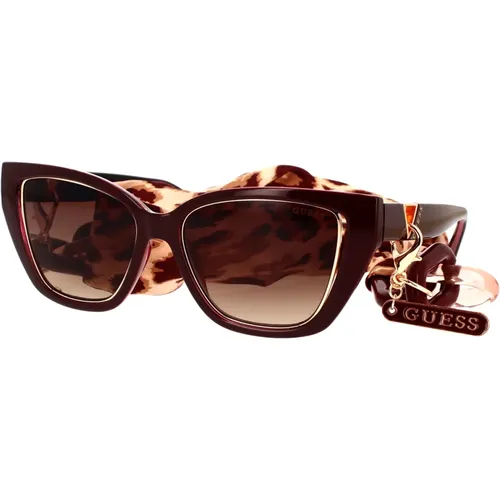 Cat-Eye Sunglasses with Bordeaux Frame , female, Sizes: 54 MM - Guess - Modalova