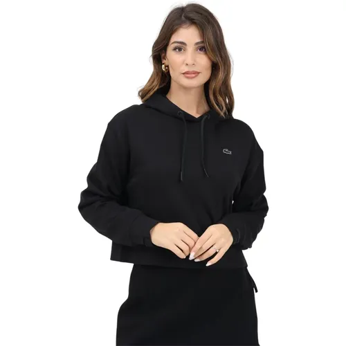 Schwarzer Hoodie Pullover Sportlicher Stil , Damen, Größe: 2XL - Lacoste - Modalova