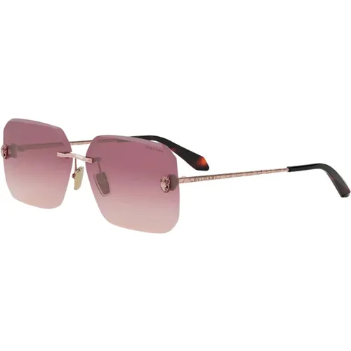 Rose Gold Sunglasses with Bordeaux Lenses , unisex, Sizes: 62 MM - Bvlgari - Modalova