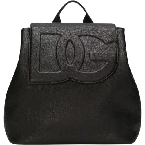 Hammered Leather Backpack , male, Sizes: ONE SIZE - Dolce & Gabbana - Modalova