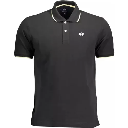 Schwarzes Baumwoll-Polo-Shirt, Kurzarm, Regular Fit - LA MARTINA - Modalova