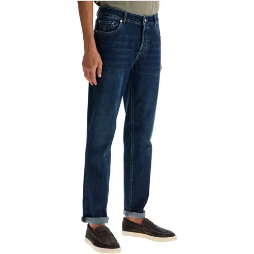 Dunkle Waschung Stretch-Denim Traditionelle Fit Jeans , Herren, Größe: S - BRUNELLO CUCINELLI - Modalova