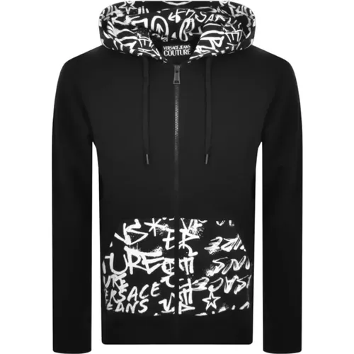 Schwarzer Sweater mit Graffiti-Print , Herren, Größe: L - Versace Jeans Couture - Modalova