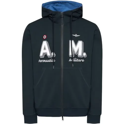 Zip-through hoodie with double-entry zipper , male, Sizes: M - aeronautica militare - Modalova