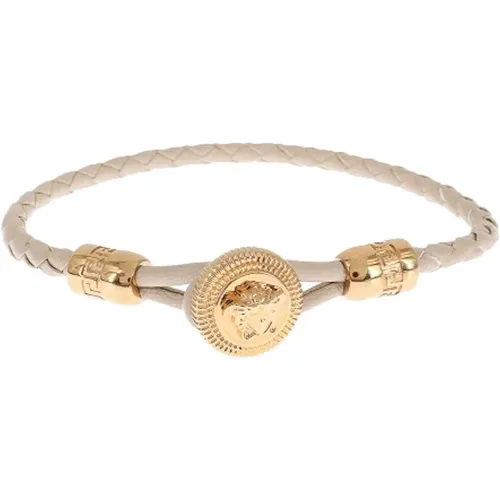 Leather Bracelet with Medusa Detail , male, Sizes: L - Versace - Modalova