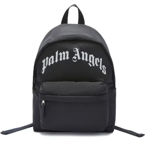 Schwarzer Rucksack mit Logo-Druck - Palm Angels - Modalova