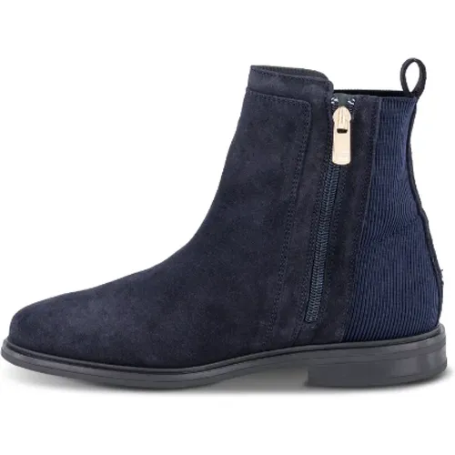 Blaue Wildlederstiefel , Damen, Größe: 36 EU - Tommy Hilfiger - Modalova