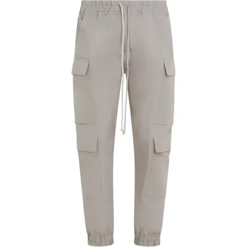 Grey Cargo Pants Elastic Waistband Pockets , male, Sizes: M - Rick Owens - Modalova