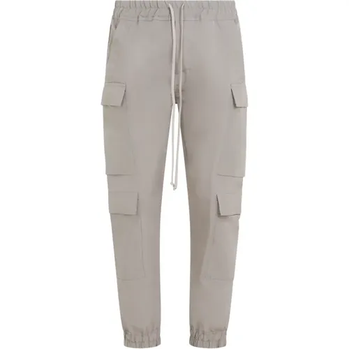 Grey Cargo Pants Elastic Waistband Pockets , male, Sizes: M, XL - Rick Owens - Modalova