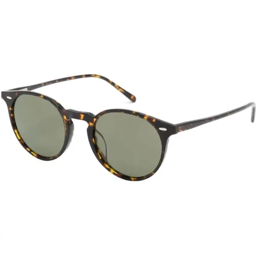 Ovale Acetat Sonnenbrille Grüne Gläser , unisex, Größe: 48 MM - Oliver Peoples - Modalova