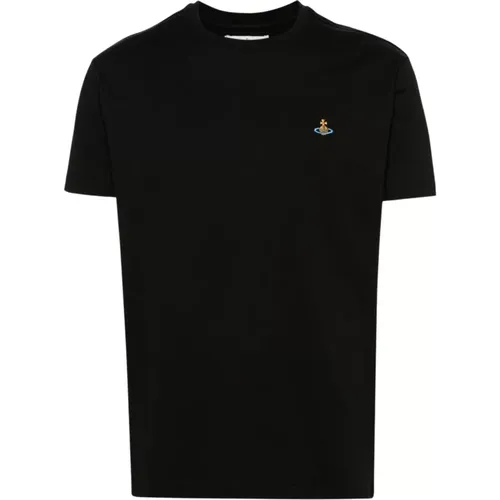 Schwarze T-Shirts und Polos mit Orb-Logo , Damen, Größe: M - Vivienne Westwood - Modalova