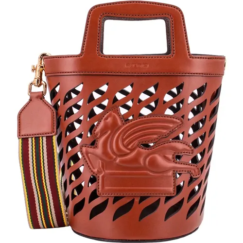 Braune Leder Bucket Bag Rucksack - ETRO - Modalova