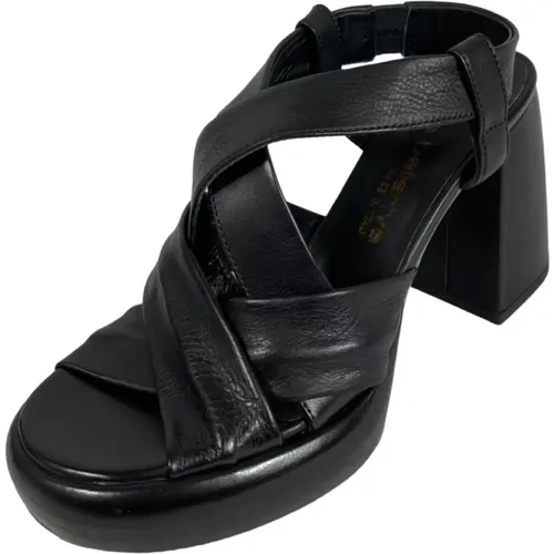 High Block Heel Leather Sandals , female, Sizes: 4 UK, 6 UK - Laura Bellariva - Modalova