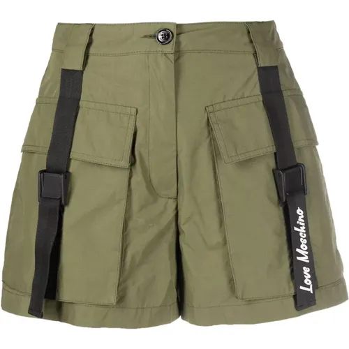 Casual Grüne Baumwoll-Nylon-Shorts - Love Moschino - Modalova