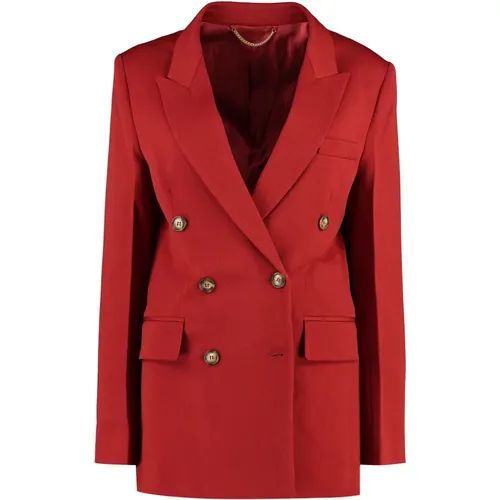 Doppelreihiger Wollblazer,Schmale Doppelreihige Jacke,Poppy Slim Double Breasted Jacke - Victoria Beckham - Modalova