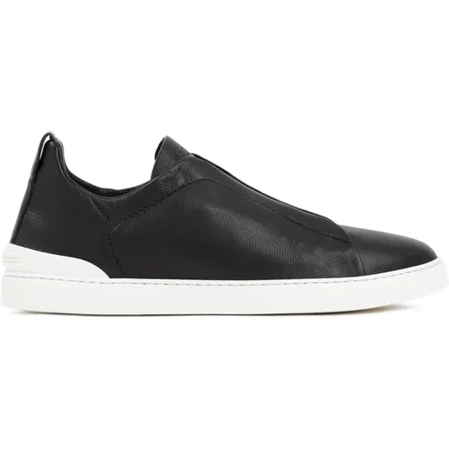 Leather Slip-On Sneakers , male, Sizes: 9 1/2 UK, 10 UK - Ermenegildo Zegna - Modalova