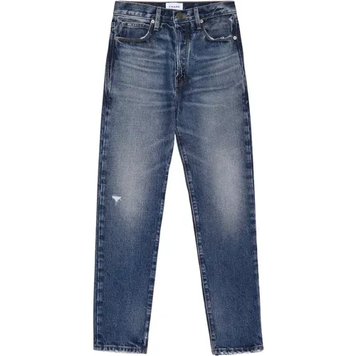 Slim Fit Jeans with High Waist and Destroyed Effects , female, Sizes: W29, W25, W28 - Frame - Modalova