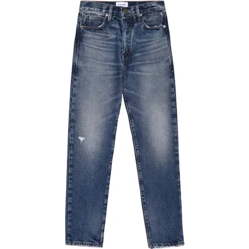 Slim Fit Jeans with High Waist and Destroyed Effects , female, Sizes: W29, W28 - Frame - Modalova