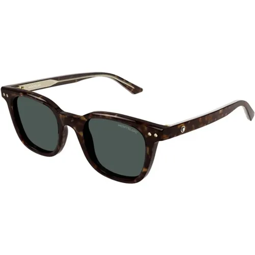 Green Havana Sunglasses Mb0320S 002 , male, Sizes: 49 MM - Montblanc - Modalova