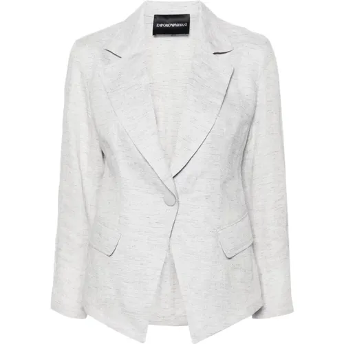 Light Grey Linen Blend Jacket , female, Sizes: 2XS, M, L - Emporio Armani - Modalova