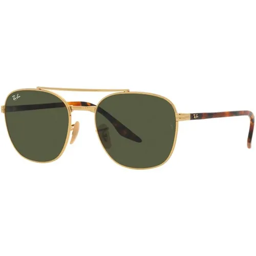 Metal Sunglasses in Gold with Green Lenses , unisex, Sizes: 55 MM - Ray-Ban - Modalova