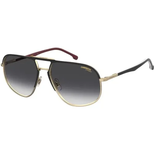 Matte Black Gold Sonnenbrille mit dunkelgrauen Gläsern , unisex, Größe: 60 MM - Carrera - Modalova
