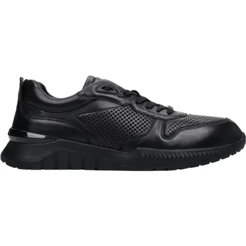 Herren Schwarze Leder Low-Top Sneakers Er00112892 , Herren, Größe: 41 EU - Estro - Modalova