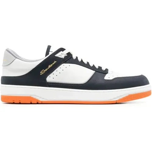 Multicolour Leather Casual Sneakers for Men , male, Sizes: 7 1/2 UK, 8 UK - Santoni - Modalova