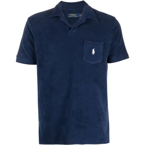 Blaues Polo-Shirt mit Logo-Patch , Herren, Größe: XL - Ralph Lauren - Modalova