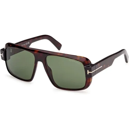 Turner Sunglasses Dark Havana/Green , male, Sizes: 58 MM - Tom Ford - Modalova