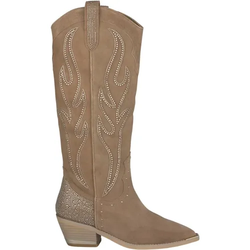 Rhinestone Leather Cowboy Boots , female, Sizes: 3 UK, 5 UK - Alma en Pena - Modalova