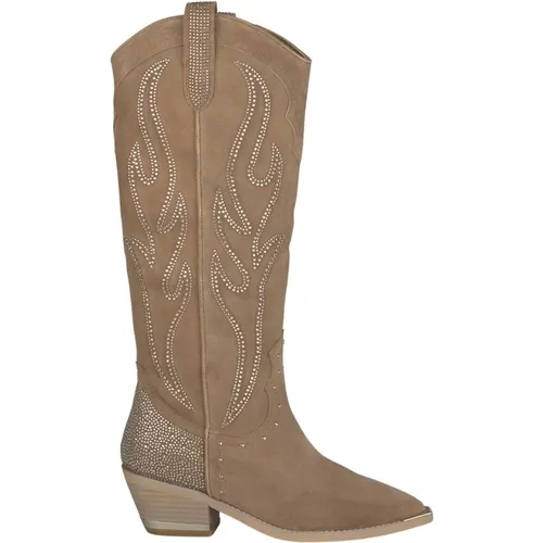 Rhinestone Leather Cowboy Boots , female, Sizes: 3 UK, 7 UK, 4 UK, 5 UK, 6 UK, 8 UK - Alma en Pena - Modalova